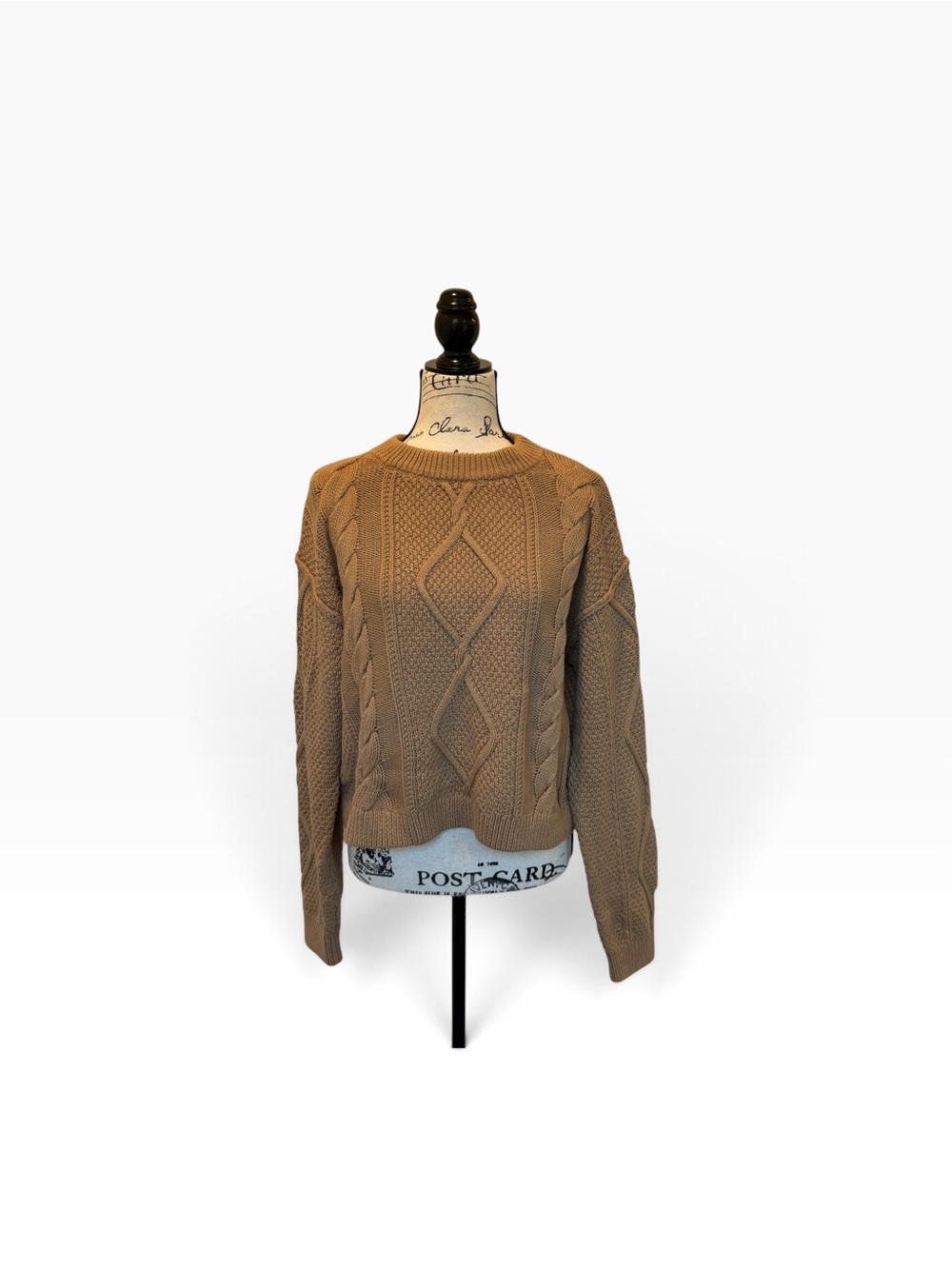 Quince Women’s M 100% Organic Cotton Cropped Cable Knit Crew Sweater Minimalist